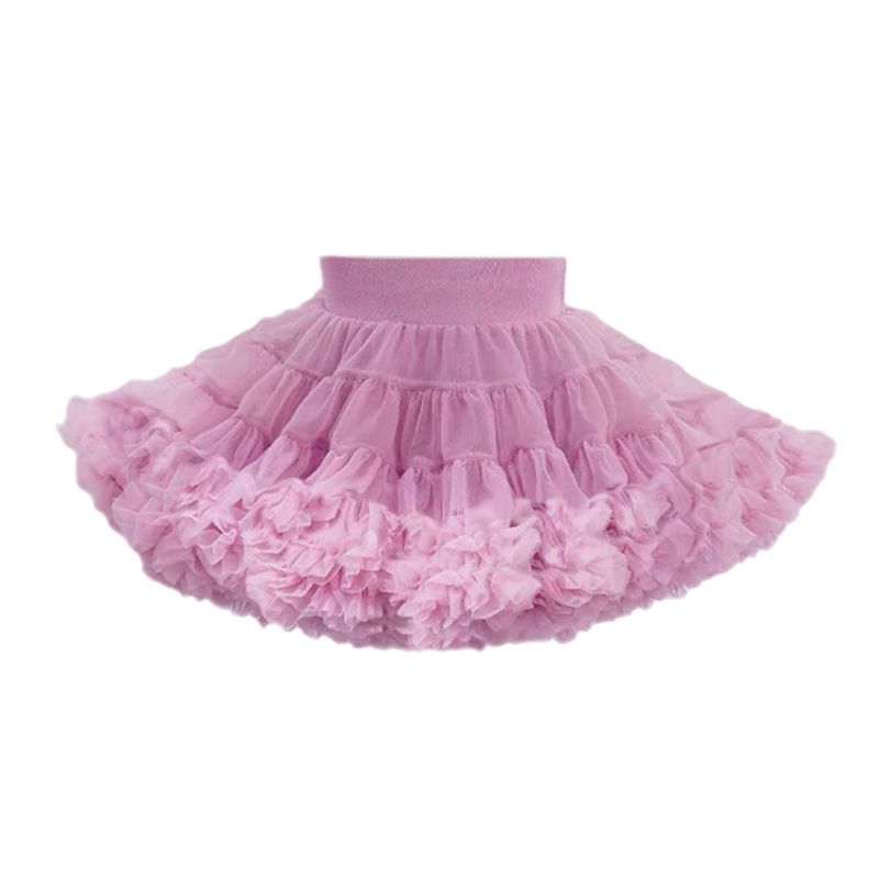 tutuoclock Girls Sweet Princess Nylon Mesh Cake Skirt Purple pink 80cm