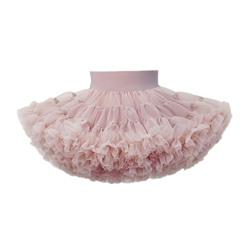 tutuoclock Girls Sweet Princess Nylon Mesh Cake Skirt Milk Tea 100cm