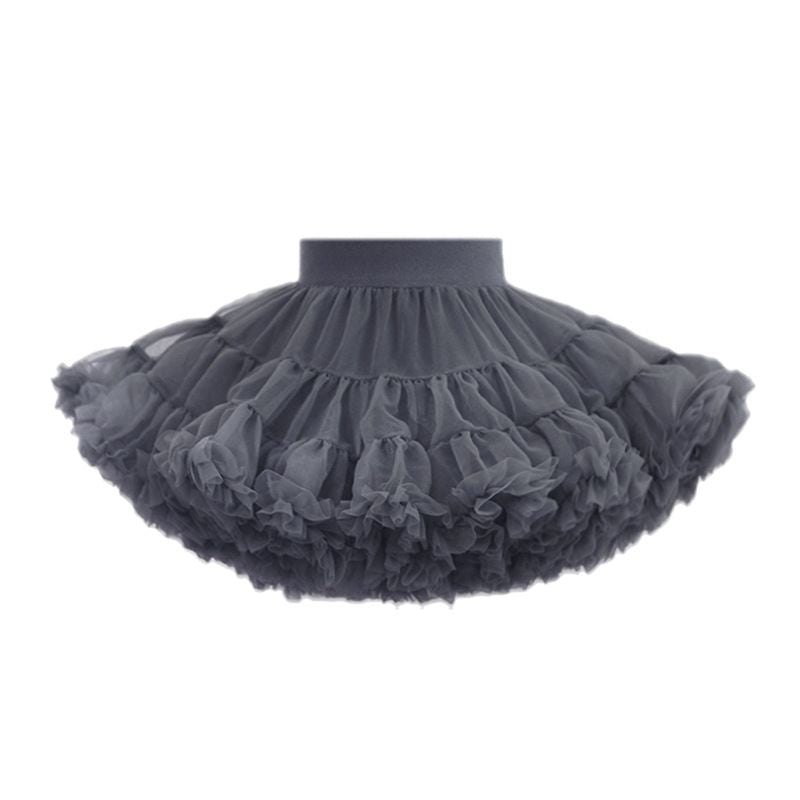 tutuoclock Girls Sweet Princess Nylon Mesh Cake Skirt Dark gray 110cm