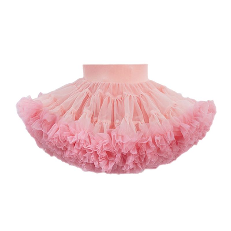 tutuoclock Girls Sweet Princess Nylon Mesh Cake Skirt Lotus root starch bean paste gradient color 80cm
