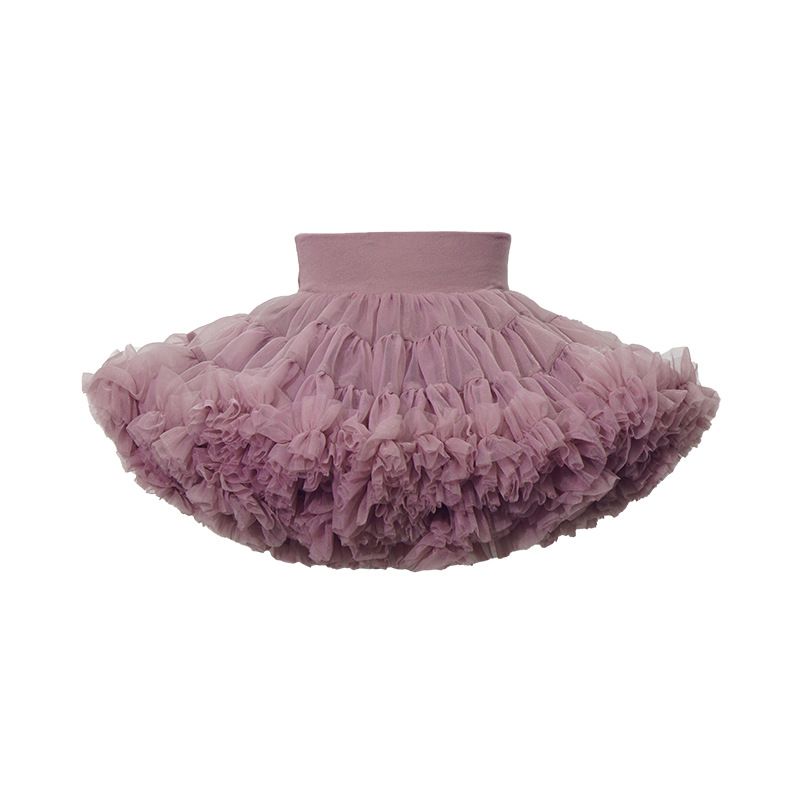 tutuoclock Girls Sweet Princess Nylon Mesh Cake Skirt Black Tea Latte 100cm