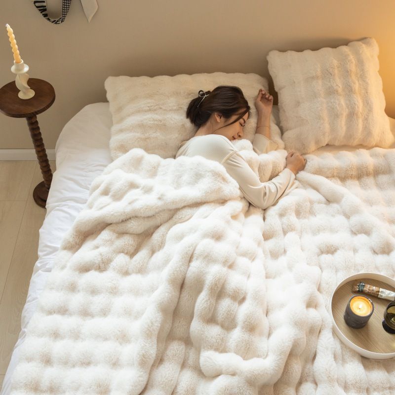 Velvet Blanket Polyester 180x200cm Creamy White Creamy-white 160*180cm