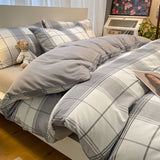 Qianjin Cotton Solid Color 4 Piece Bedding Set California Big Gray 0.9/1.2 m bed student three-piece quilt cover 150*200cm sheet 160*230cm pillowcase 48*74*1