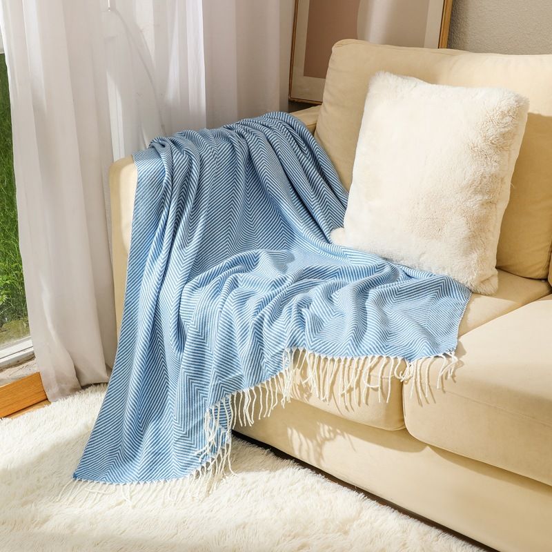 Acrylic Sofa Blanket Dong Xuan 127x172cm Lake Blue 130*220cm (including tassel) 780 grams