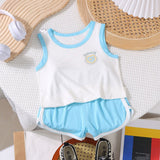 Happy Child Companion Boys Girls Summer 2pc Set Modal baby blue] 90cm dual-purpose gear