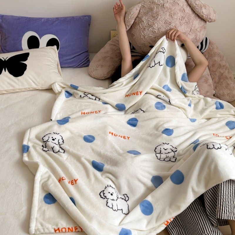 Honey pocket Milk Blanket Polyester 100x150cm Polka dot puppy 100*150cm