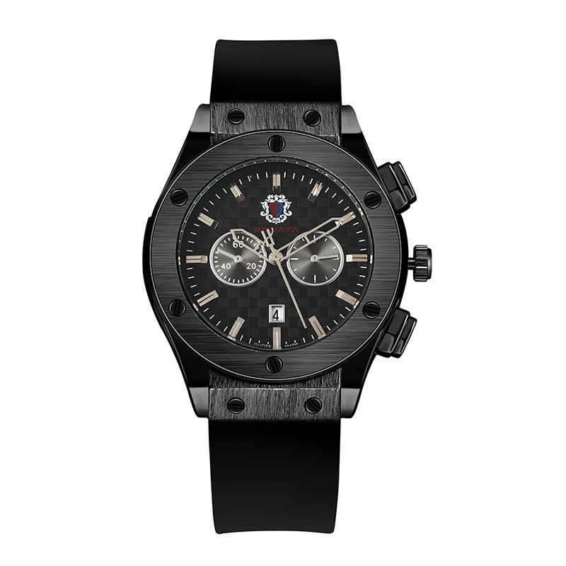 Modia Men Silicone Watch Calendar Quartz Black