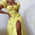 Hongyi Floral Long Dress Summer 2026 Small yellow flower New Flower Size: S; Height (cm): 155-160; Weight (kg): 45-50; Bust (cm): 82-86; Waist (cm): 66-70; Shoulder width (cm): 37; Length (cm): 58
