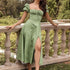 Hongyi Floral Long Dress Summer 2026 Green M Size: M; Height (cm): 160-165; Weight (kg): 50-55; Bust (cm): 86-90; Waist (cm): 70-74; Shoulder width (cm): 38; Length (cm): 60