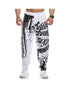 Men Headband Graffiti Straight Pants Polyester White XXL