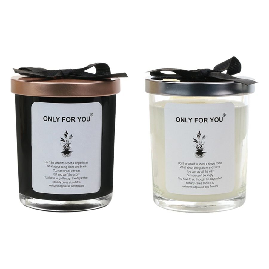 ONLY FOR YOU Scented Candle Soy Wax Bow Cover Transparent-Misty Morning-Bow Rose Gold Cover