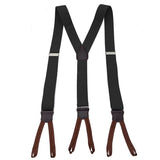 Men's Leather Elastic Suspenders 3.5cm 6 Clips White