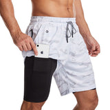 MUSCLE BURNING Men Running Shorts Quick Dry 5 Inch White Camouflage XXXL