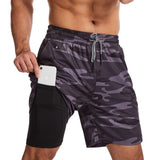 MUSCLE BURNING Men Running Shorts Quick Dry 5 Inch Gray camouflage XXXL