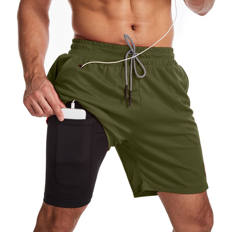 MUSCLE BURNING Men Running Shorts Quick Dry 5 Inch Army Green