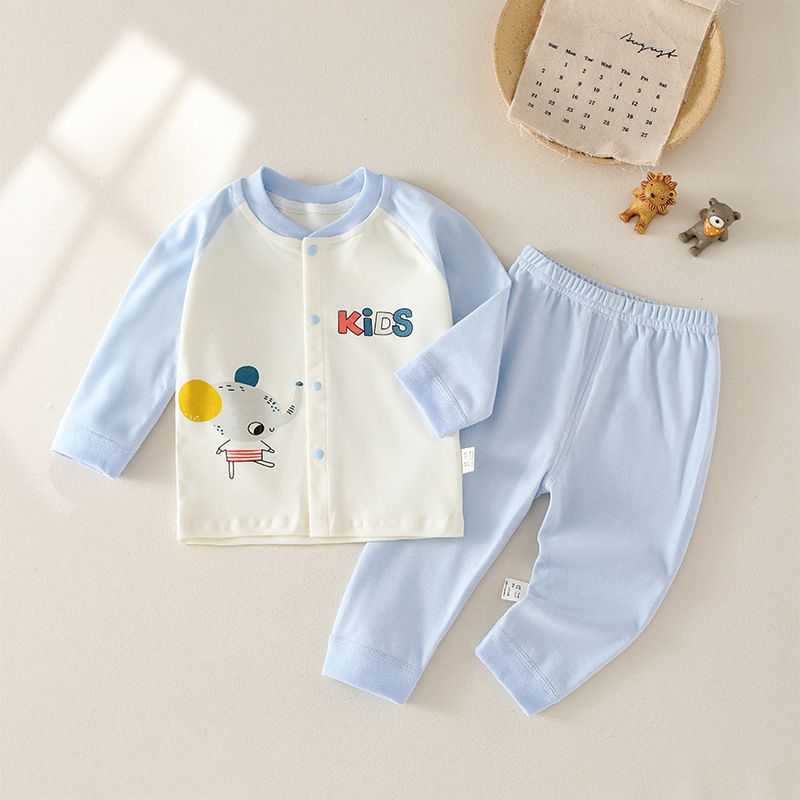 It's Warm Baby Cotton Two Piece Set Long Sleeve Cartoon mouse (blue) 80cm