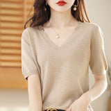 Women V Neck Knit Sweater Half Sleeve Pullover CAMEL XXL Size: XXL; Height (cm): 175-180; Weight (kg): 65-70; Bust (cm): 98-102; Waist (cm): 82-86; Shoulder width (cm): 41; Length (cm): 66