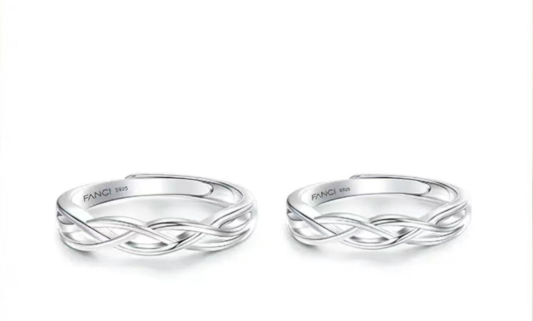 Fang qi Copper Mobius Ring for Couple Heart interweaving Men's