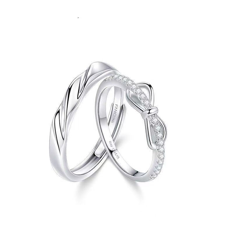 Fang qi Copper Mobius Ring for Couple Shining knot A pair