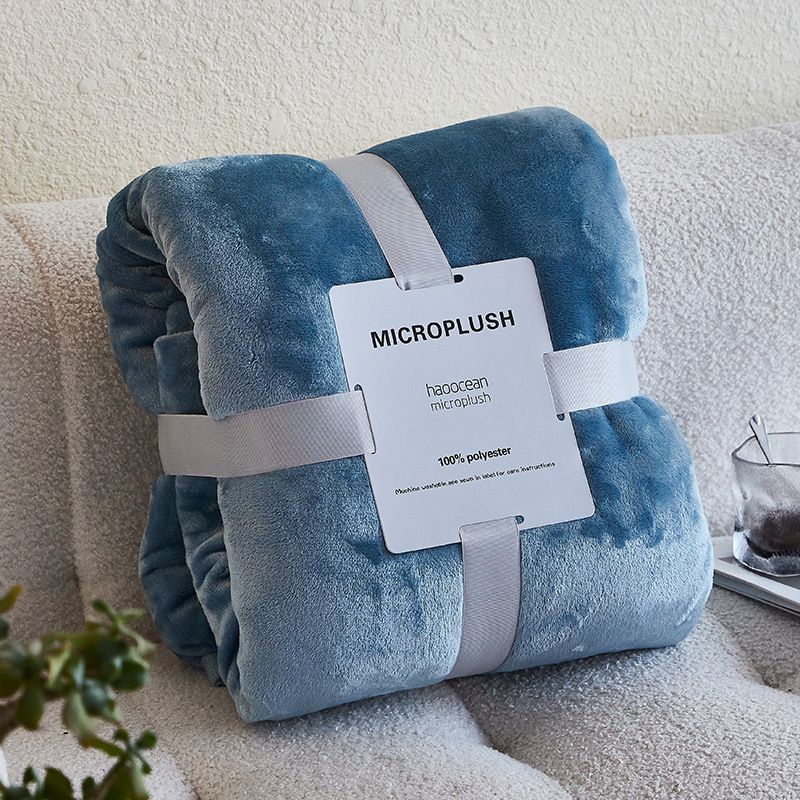 Mianyu Coral Velvet Blanket Solid Color 100X120CM Gray Blue 120x 200cm + cardboard ribbon