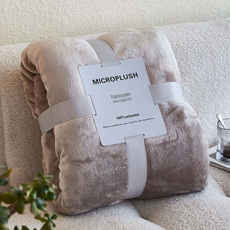 Mianyu Coral Velvet Blanket Solid Color 100X120CM Khakis 150x 200cm + cardboard ribbon