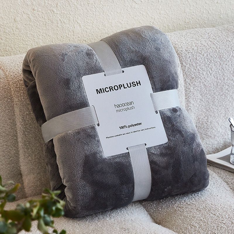 Mianyu Coral Velvet Blanket Solid Color 100X120CM Grey 180x 200cm + cardboard ribbon