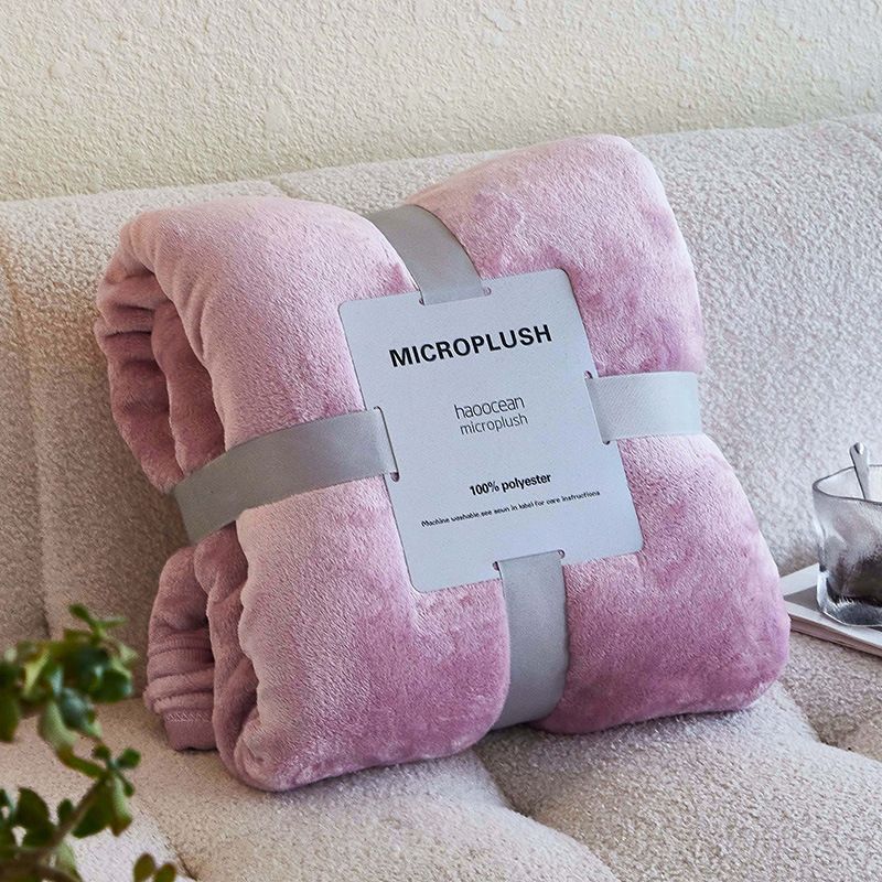 Mianyu Coral Velvet Blanket Solid Color 100X120CM Taro purple 180x 200cm + cardboard ribbon