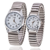 Quartz Watch Stainless Steel Elastic Band 38mm Silver white noodles small size