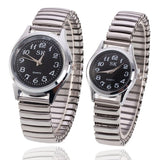 Quartz Watch Stainless Steel Elastic Band 38mm Silver black face small size
