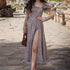 Hongyi Floral Long Dress Summer 2026 Grey 3XL
