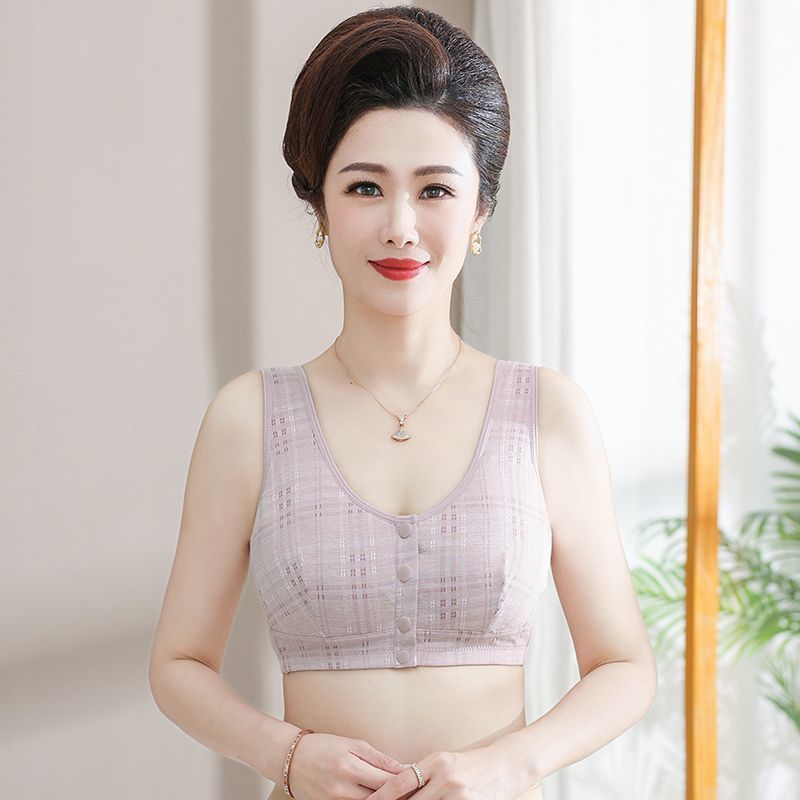 Women Cotton Front Closure Bra Gather Support Pink 36/80 [45.00 kg-52.50 kg]