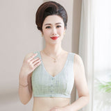 Women Cotton Front Closure Bra Gather Support Green 44/100 [75.50 kg-82.50 kg]