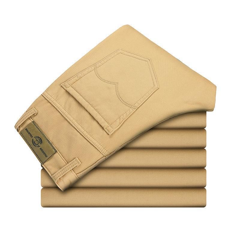 Tao Shang Pai Mens Cotton Chinos Straight Trousers Khaki 33
