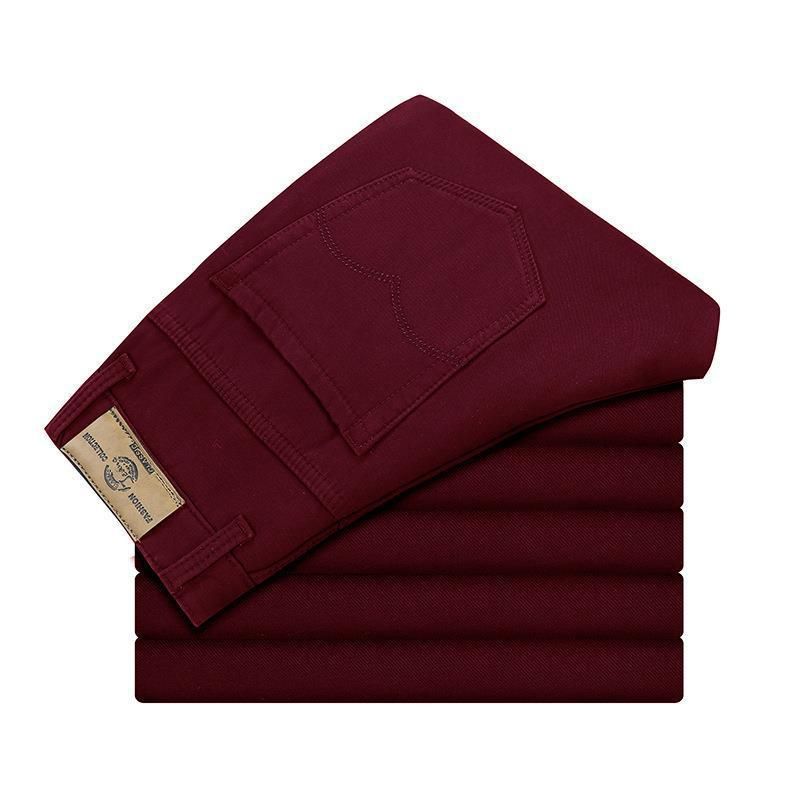 Tao Shang Pai Mens Cotton Chinos Straight Trousers Red 30