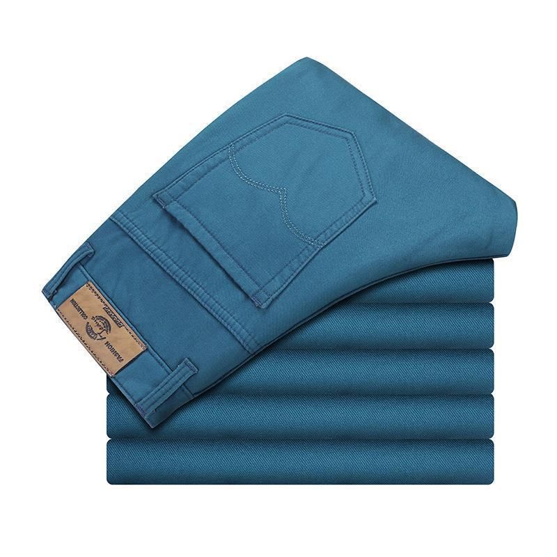 Tao Shang Pai Mens Cotton Chinos Straight Trousers Lake blue 30