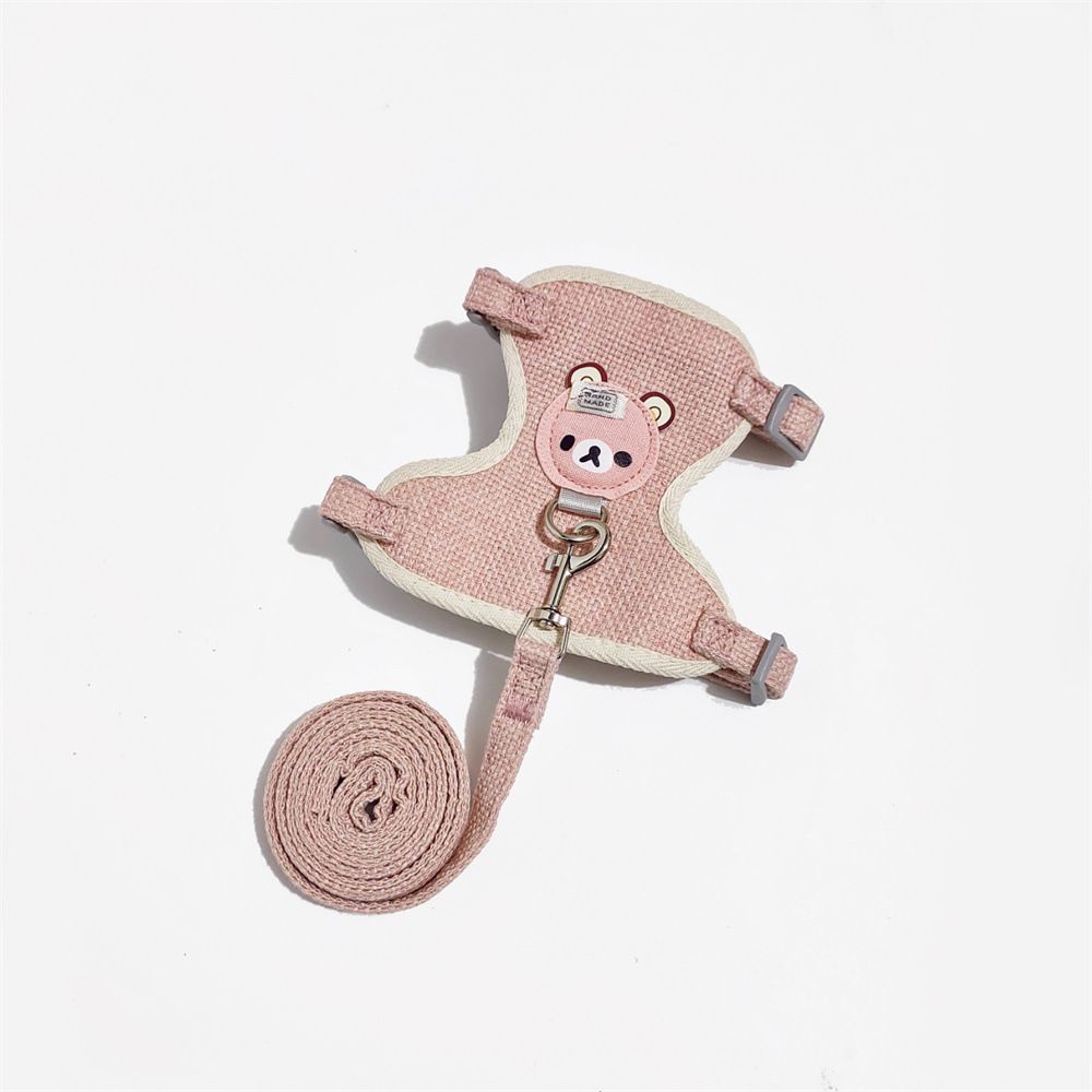 Adjustable Bear Chest Harness for Small Dogs and Cats Little Bear Pink M code recommended 3.00 kg-6.50 kg