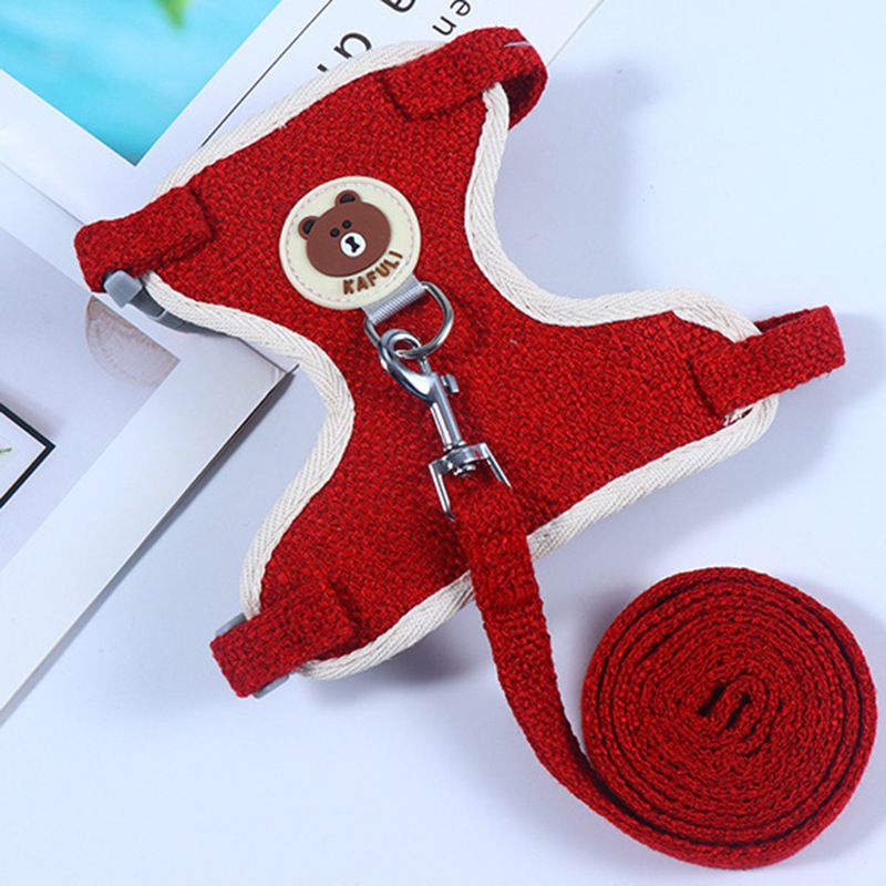 Adjustable Bear Chest Harness for Small Dogs and Cats Red Skin Bear M code recommended 3.00 kg-6.50 kg