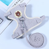 Adjustable Bear Chest Harness for Small Dogs and Cats gray leather bear M code recommended 3.00 kg-6.50 kg