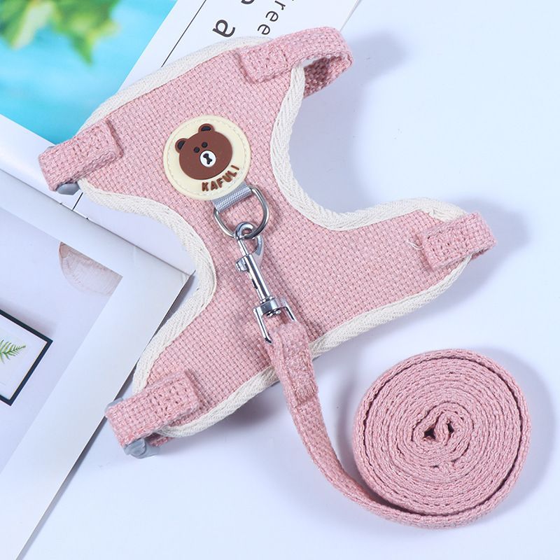 Adjustable Bear Chest Harness for Small Dogs and Cats Pink bear S code is recommended below 1.00 kg-3.00 kg