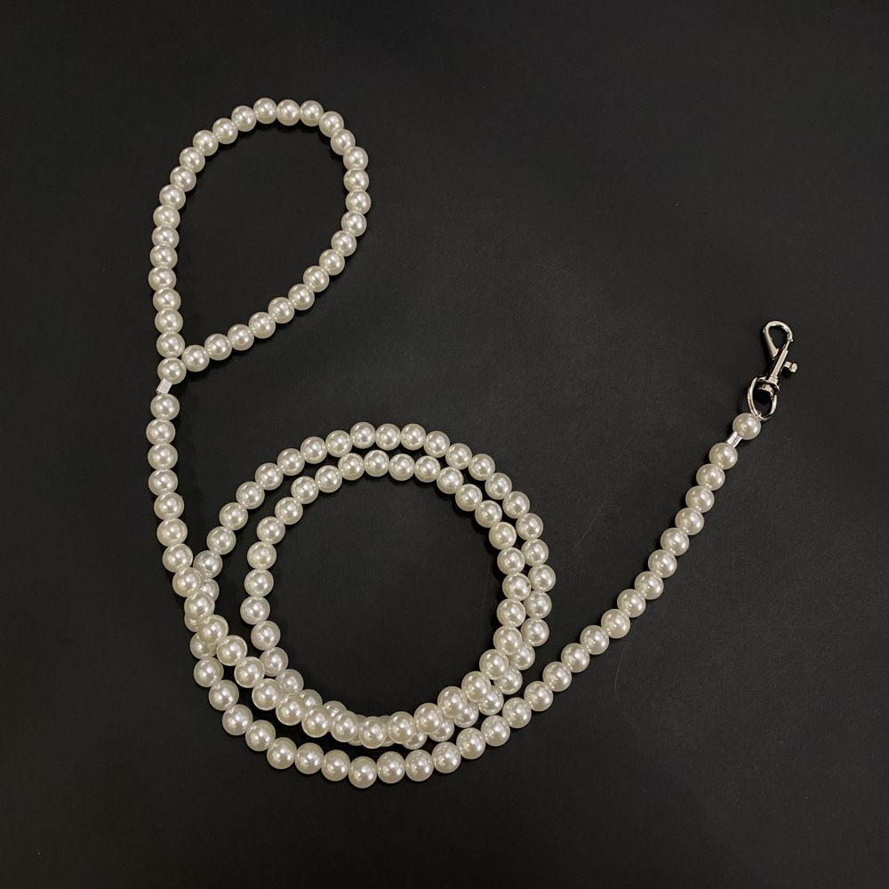 Platinum Pearl Beaded Dog Leash 120cm White (120 cmx1.0)