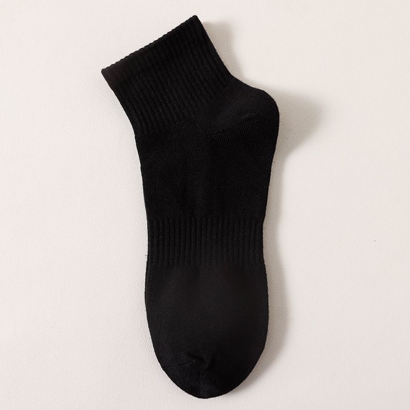 Unisex Cotton Socks Deer Moon 7A Antibacterial Short cylinder-Black (8cm) All yards