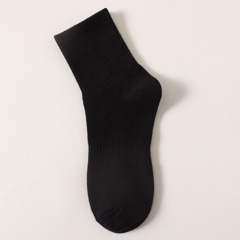 Unisex Cotton Socks Deer Moon 7A Antibacterial Middle cylinder-Black (13cm) All yards