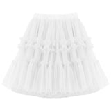 Girls Princess Skirt Polyester Ruffled Summer White 160cm