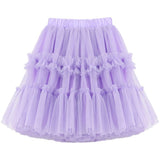Girls Princess Skirt Polyester Ruffled Summer Violet 160cm