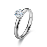 Stainless Steel 3mm Diamond Ring Unisex 3mm steel color diamond No. 8