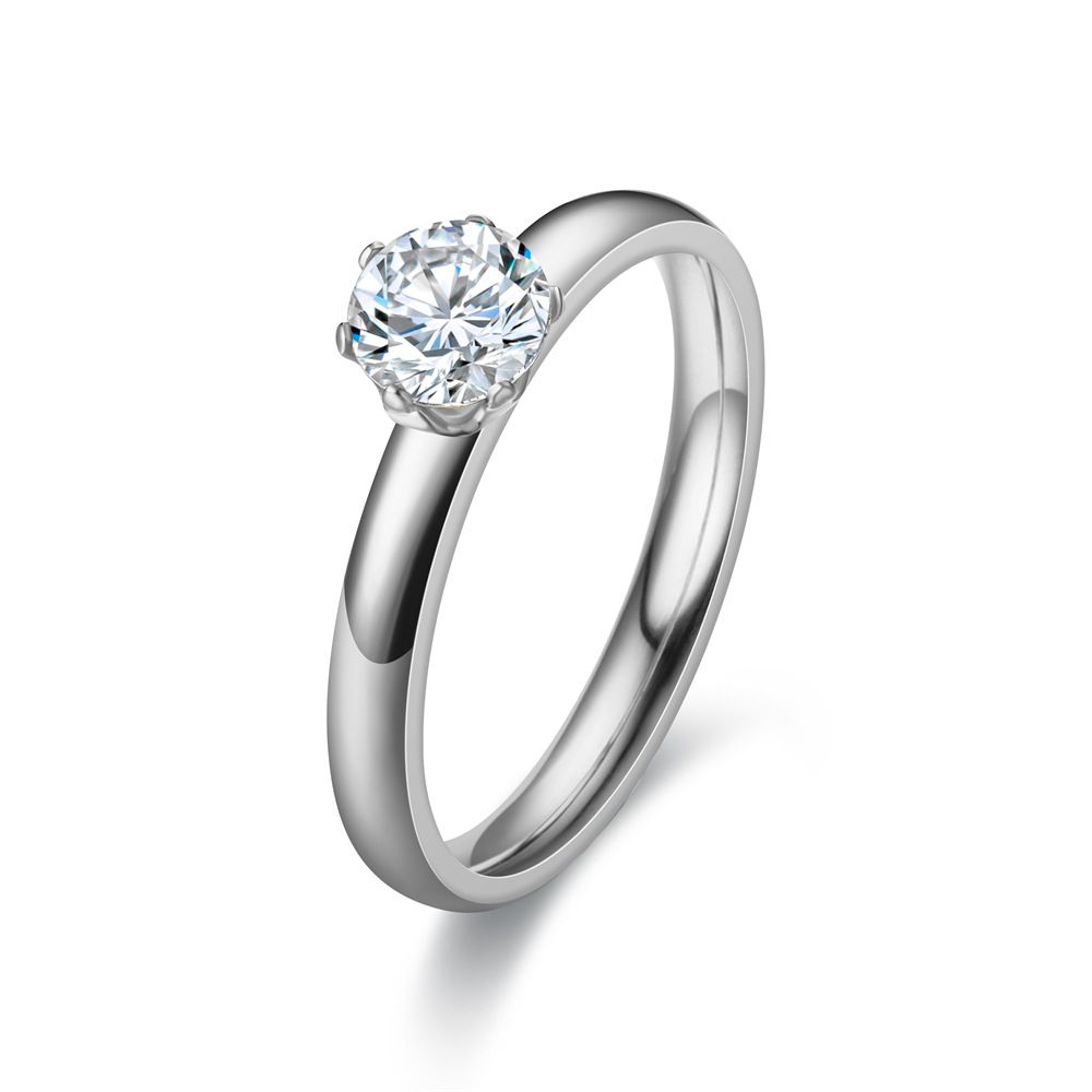 Stainless Steel 3mm Diamond Ring Unisex 3mm steel color diamond No. 11
