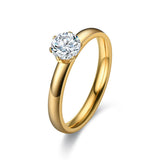 Stainless Steel 3mm Diamond Ring Unisex 3mm gold diamond No. 9