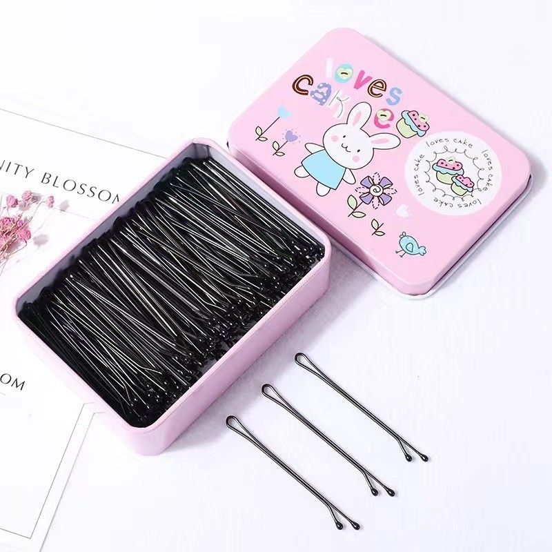 Black Alloy Side Hairpin Wave Style Women Pink Rabbit-100 straight plates
