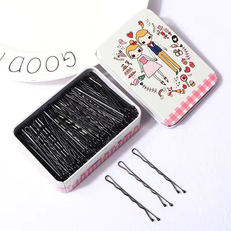 Black Alloy Side Hairpin Wave Style Women Little Couple-100 waves
