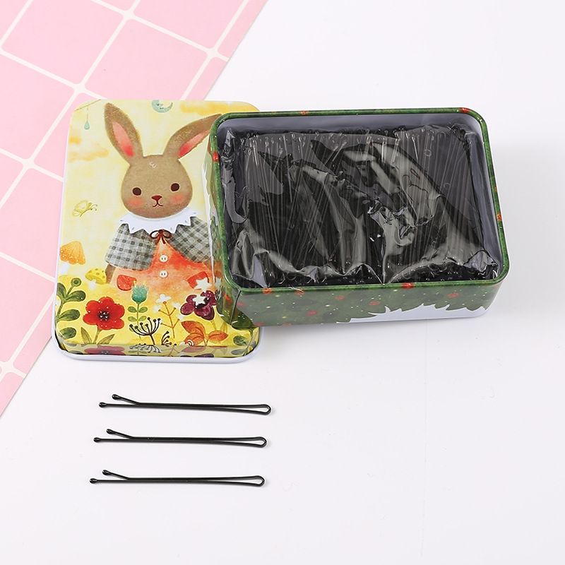 Black Alloy Side Hairpin Wave Style Women Rabbit-100 straight plates